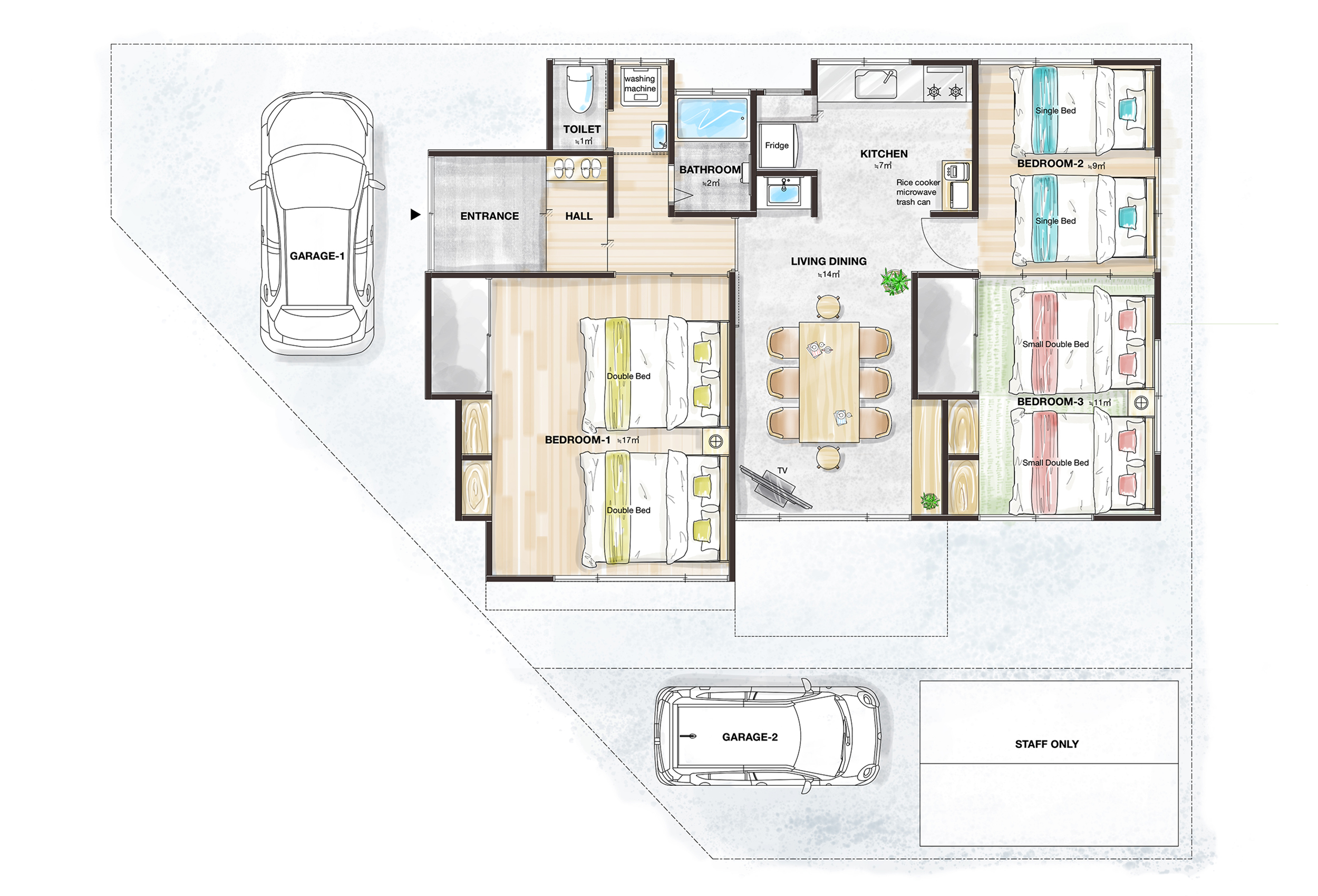 百の宿の間取り図